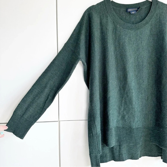 Pendleton Women’s Wool Sweater Small Green High Low Hem Long Sleeve Relaxed Fit - Picture 2 of 6